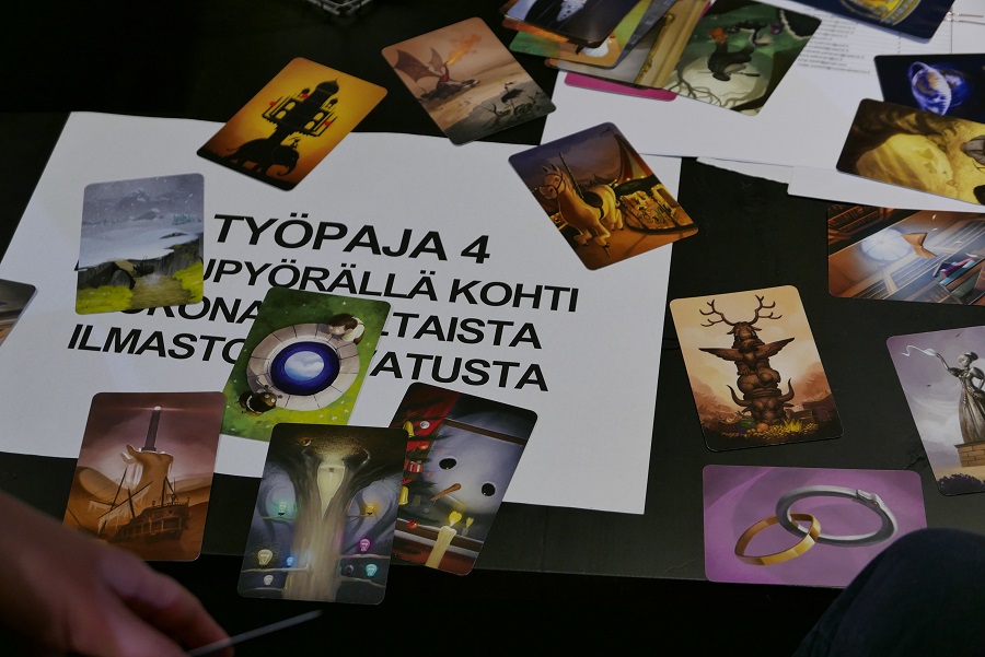 Työpajassa esiteltiin ensimmäistä kertaa tuore ilmastokasvatuksen polkupyörämalli.